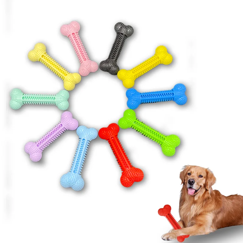 Pet Shop Custom Multi-color Golf Design Nylon Rubber TPR TPE Patent Dog Bone Shape Chew Toys for Dog Teeth Cleaning