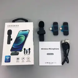 2022 New Mini Mobile Lapel Microphone Live Streaming Vlog  for IOS Android Smartphone Wireless Lavalier Microphone 2 receivers