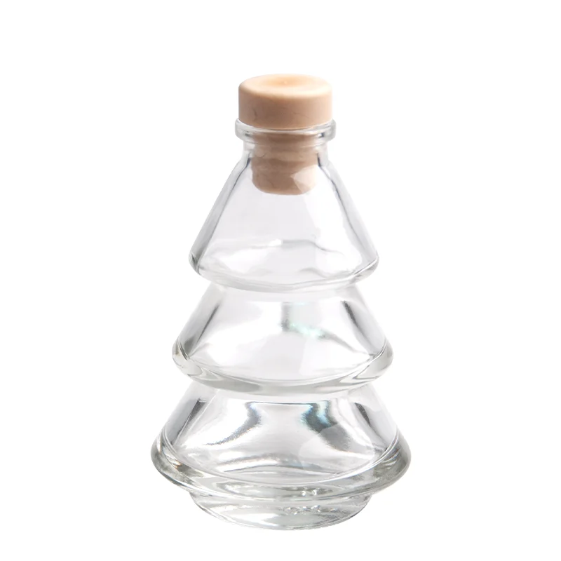 80ml Clear Home Decorative Pine Tree Glass Bottles with easy open end lid