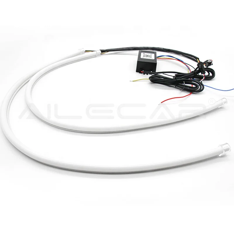 2 PCS 12V Durable RGB Sequential LED Silicon Strip 60CM LED Daytime Running Light with Turn light Car Led Strip Light