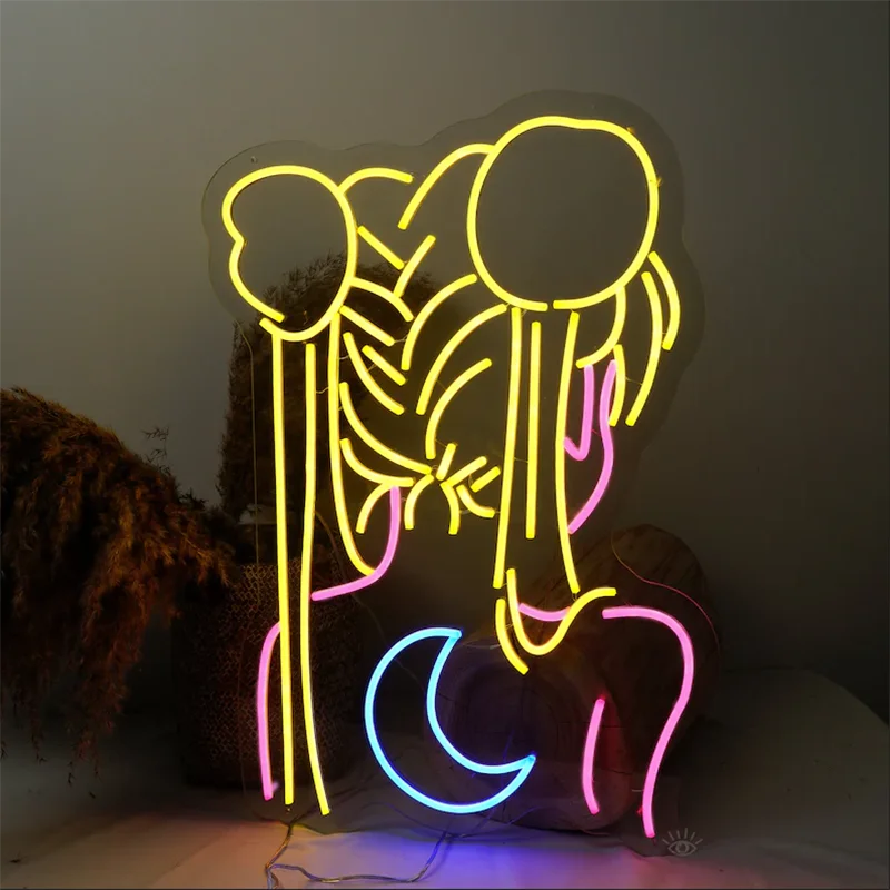 Wholesale led lighting custom flexible neon lamp acrylic open caractor led light with bedroom