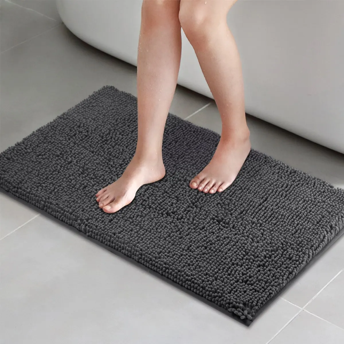 Custom Rug Bathroom Logo Non Slip Extra Absorbent Comfortable Shaggy Microfiber Chenille Bath Absorbent Mat