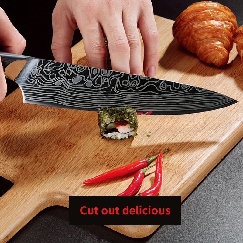 Professional custom kitchen utility knife wood handle germany stainless steel 8 inch chef knives