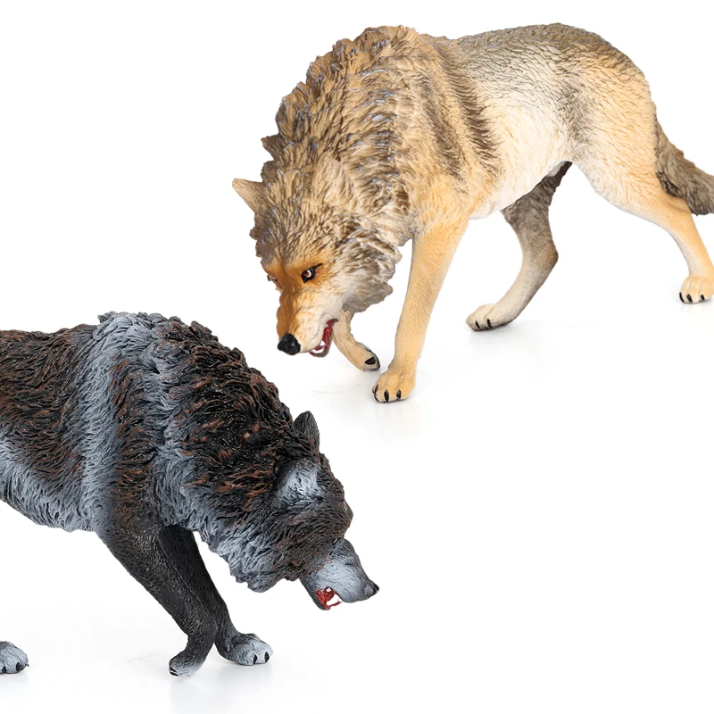 Wholesale Solid PVC Simulation Statue Model North American Gray Wolf Animal Figurines Toys