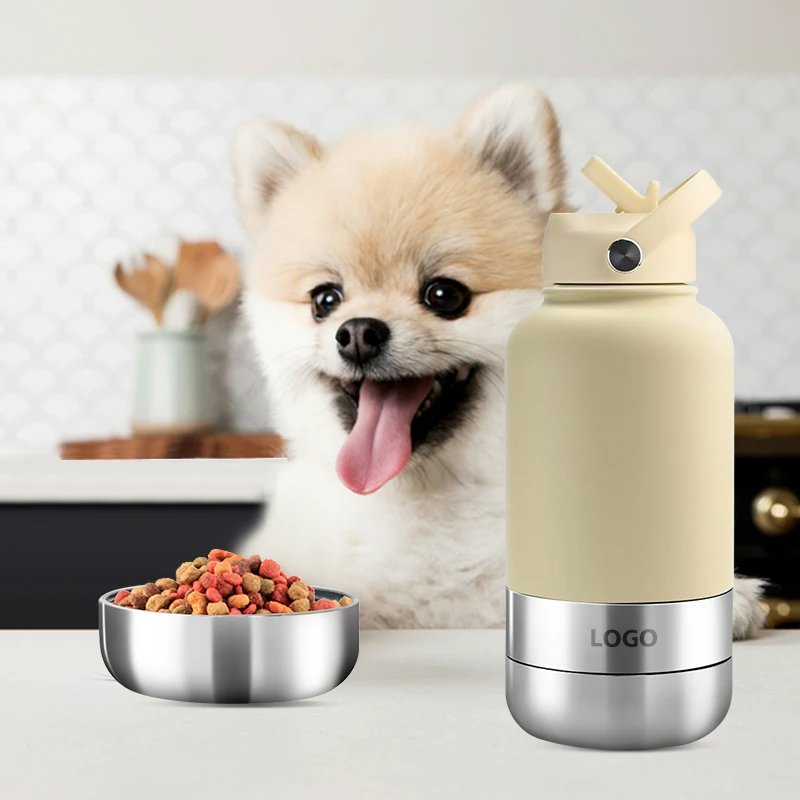 OEM 32oz 3 in 1 insulated stainless steel pet feeder 1000ml outdoor travel portable water bottle for dogs