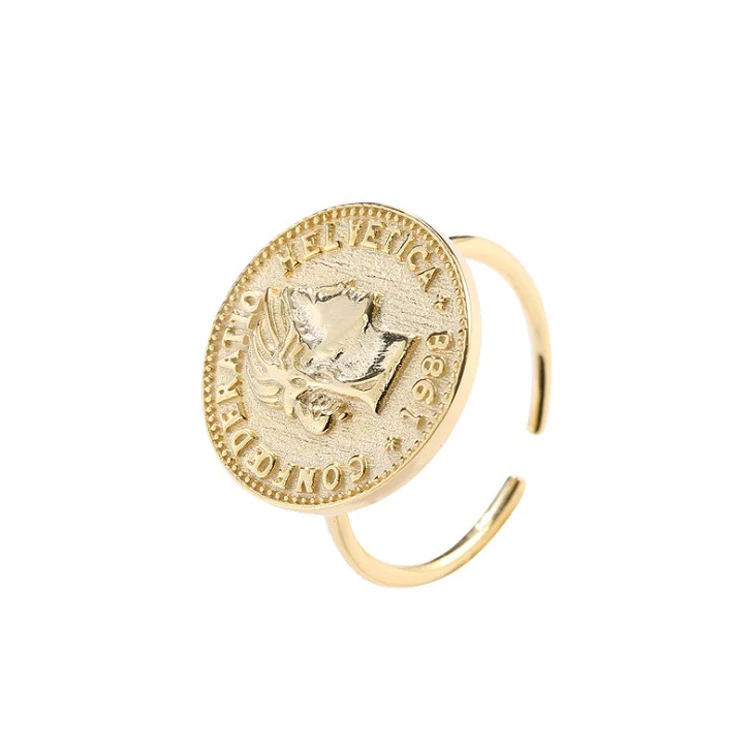 Vintage Silver 925 Queen Elizabeth Coin Ring Gold Rings For Women