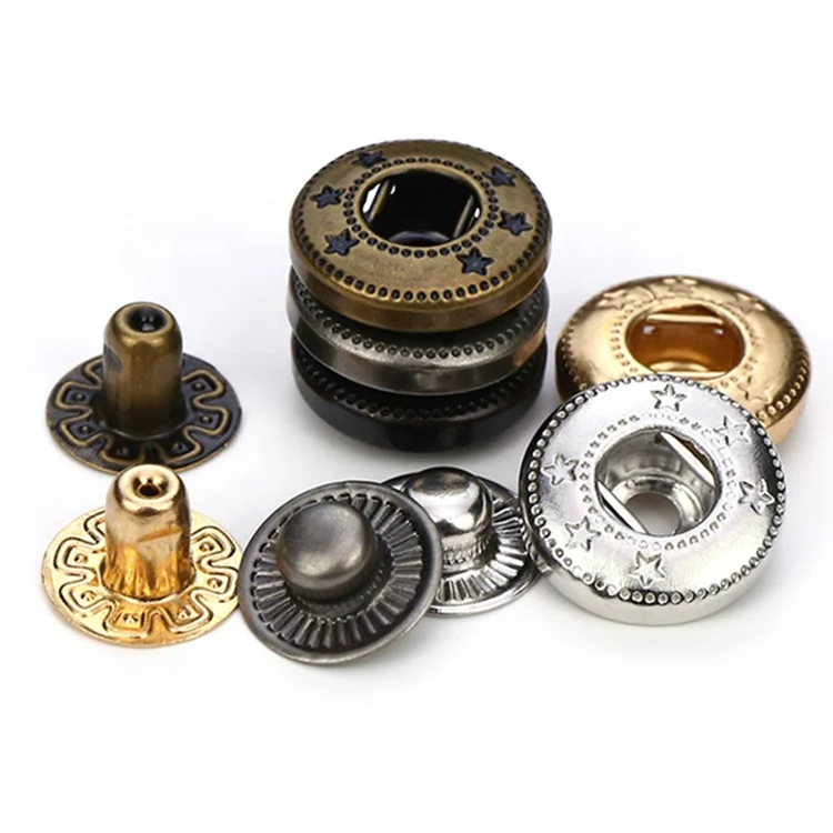 
OEKO-Tex 100 Customized Brass Sustainable snap Factory Direct Custom Nickel free Black Gold Brass Snap buttons for clothes 