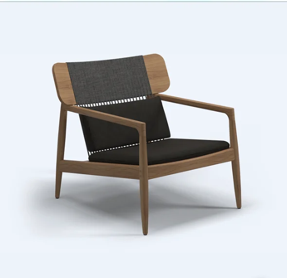 modern all weather outdoor furniture garden set woven rope and teak hardwood lounge chair