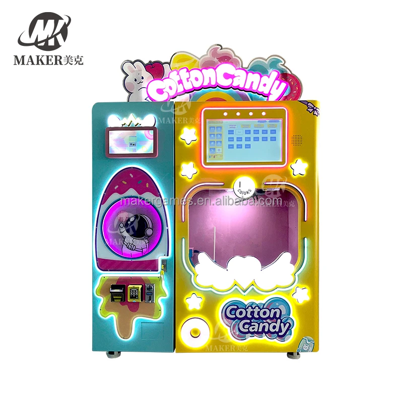 Maker Automatic Cotton Candy Robot Electric Sugar Cotton Candy Floss Vending Machine Full Automatic Cotton Candy Machine Factory