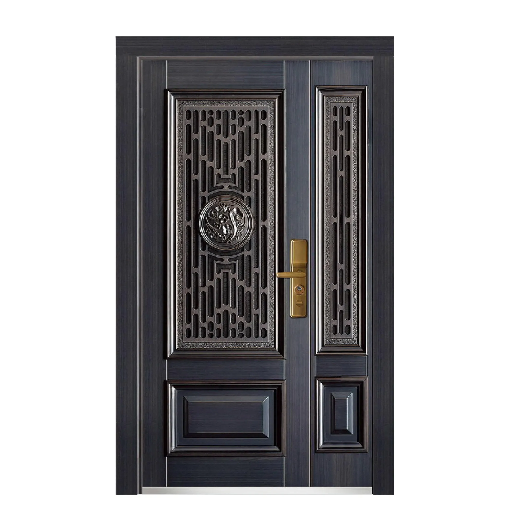Multifunctional 7cmEmbossed Vented Steel Door Anti-theft Structure Cold Rolled Steel Entry Door Front Metal Modern Exterior Door