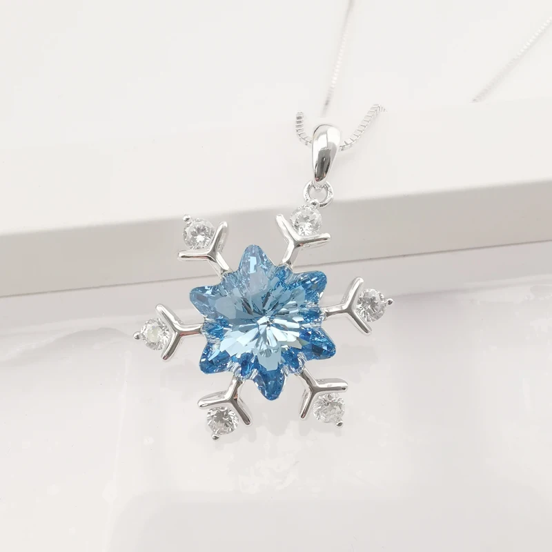 best selling silver 925 Imported Austrian Crystal snowflake high quality women necklace