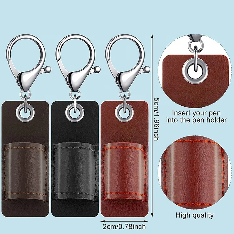 Custom Portable Leather Pen Holder Fashion PU Leather Pencil Holder Pocket Protector