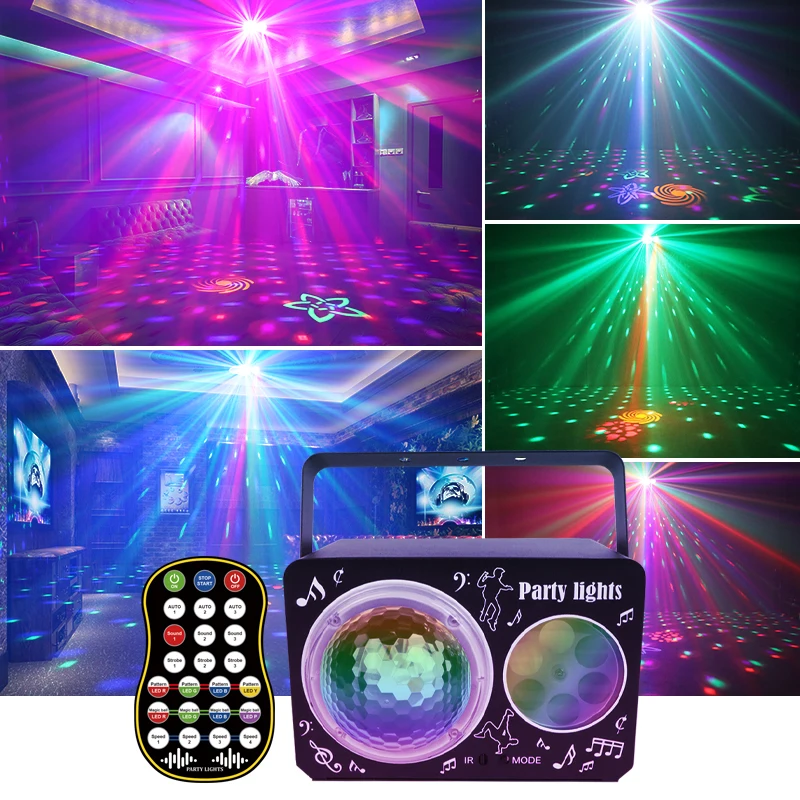Disco Magic Ball Party Lights GOBO Effect Remote Control Sound Activated Dj Lighting for Indoor Parties Bar Xmas Festival Decor