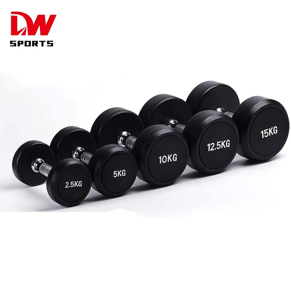 DW SPORTS Durable Round Head Fitness Rubber Dumbbell 10kg