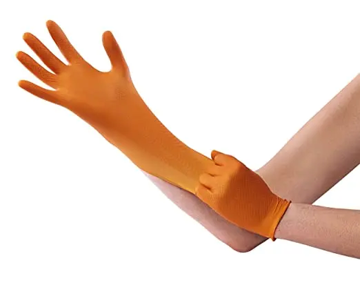 8 mil nitrile orange diamond gloves making machine price powder free grip heavy duty