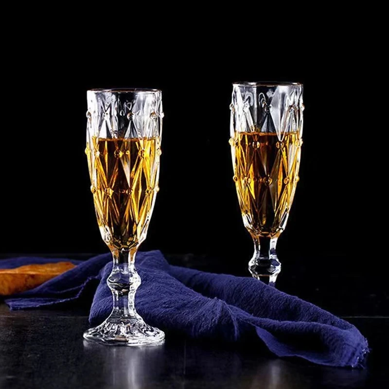High Quality Diamond Pattern Goblet Red Wine Glass Champagne Goblet Glassware for Wedding Bar Party
