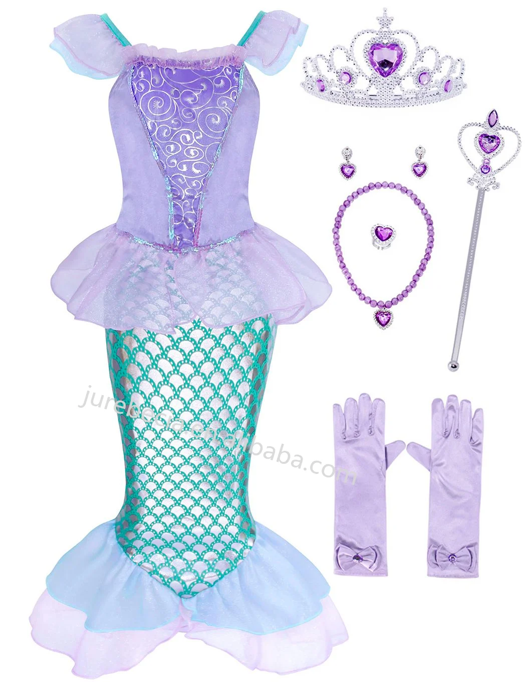 Best Selling Halloween Cosplay Girl Fancy Dress With Accessories Elsa Anna Rapunzel Belle Mermaid Princess TV &Movie Costumes
