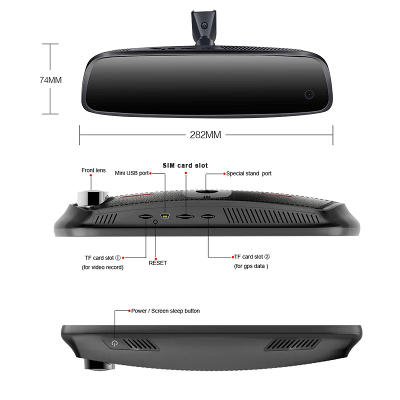Видеорегистратор K3000 android 5 1 2 + 32G с 3 камерами