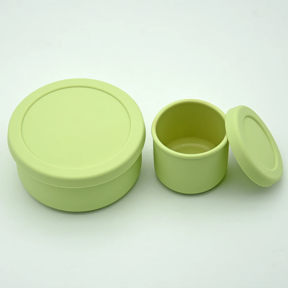 Fast Delivery BPA Free Unbreakable Silicone Bowls with Lids Circle Silicone Baby Suction Bowl Silicone Food Storage Containers