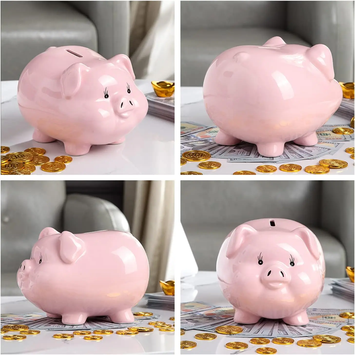 Ceramic Piggy Bank for kid & adult Real Money Box for Cash Gift,Safe for Cash Saving