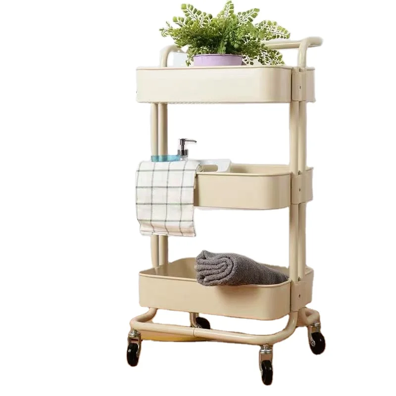 Snack storage shelf with wheels floor cart balcony bedroom Portable Rolling Trolley Cart