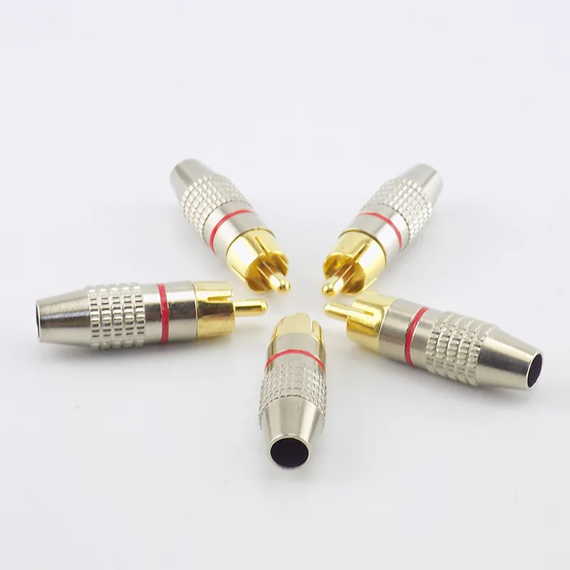 5 шт. 10 шт. RCA штекер к кабельному соединителю адаптер Аудио Видео кабель без припоя Позолоченные CCTV камеры аксессуары для безопасности