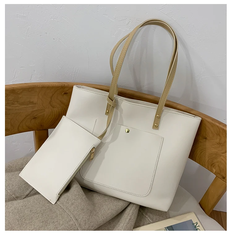 Вместительная женская сумка 2 в 1 на одно плечо, модные повседневные Мягкие кожаные кошельки и сумки