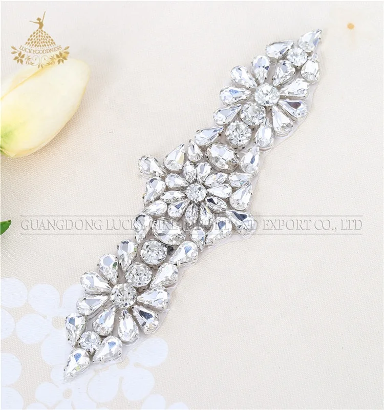Fashionable design crystal rhinestone appliques for wedding dress
