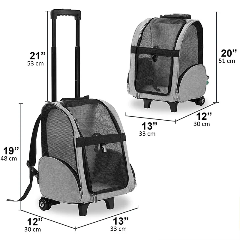 Portable Multi Function Dog Pet Travelling Carrying Trolley Backpack Bag