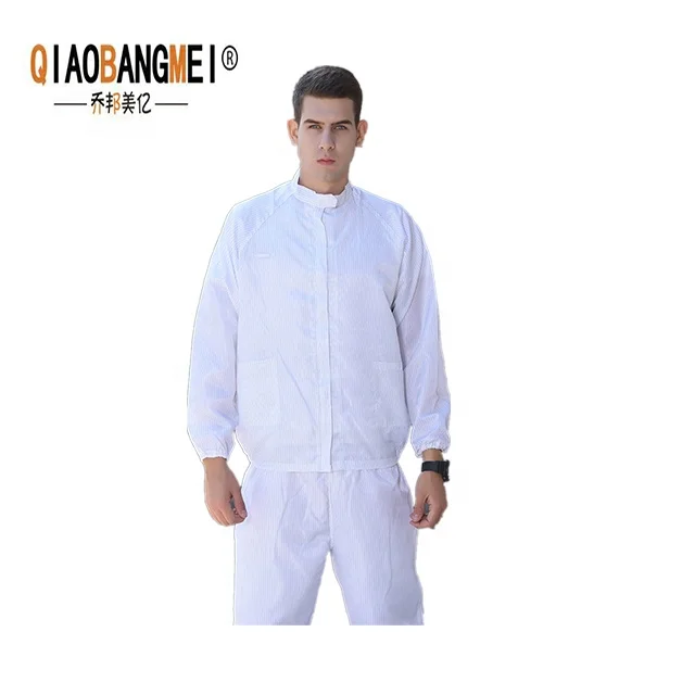 
High quality comfortable clean room antistatic labcoat dress esd striped overalls 