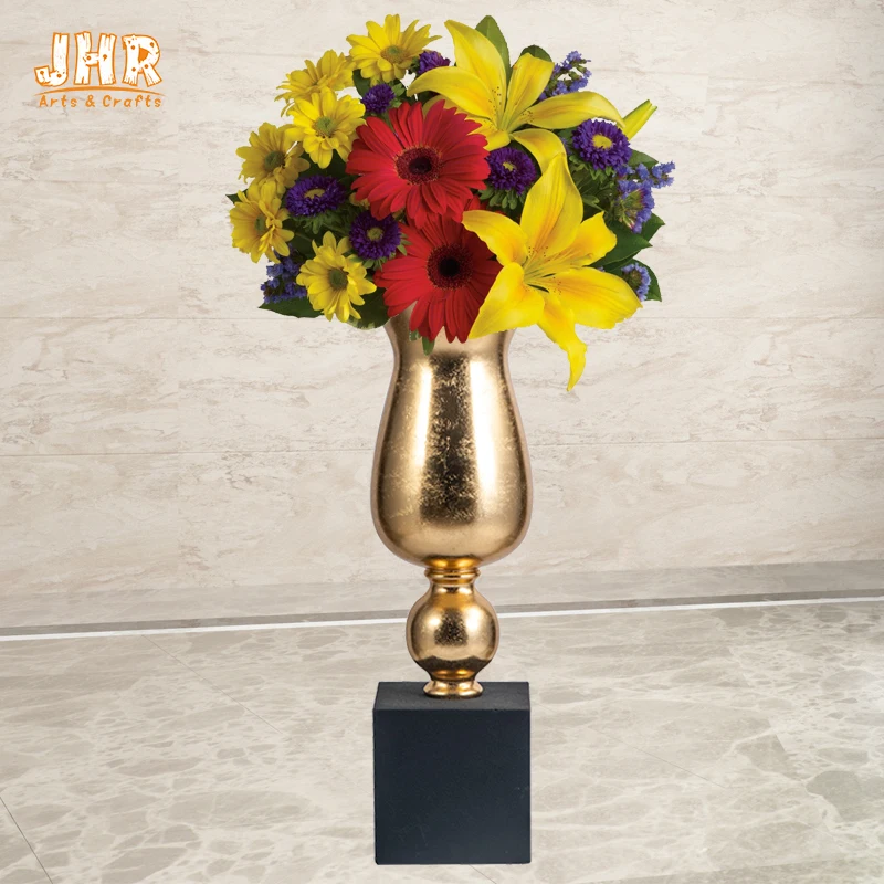 Cup Shape Floor Vases Homewares Decorative Items Gold Leafed Fiberglass Table Vases
