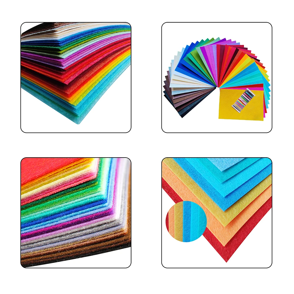 40pcs Felt Fabric Sheet Assorted Color DIY Craft Nonwoven 1.4mm Thick Acrylic Felt for Sewing DIY Craftwork Project