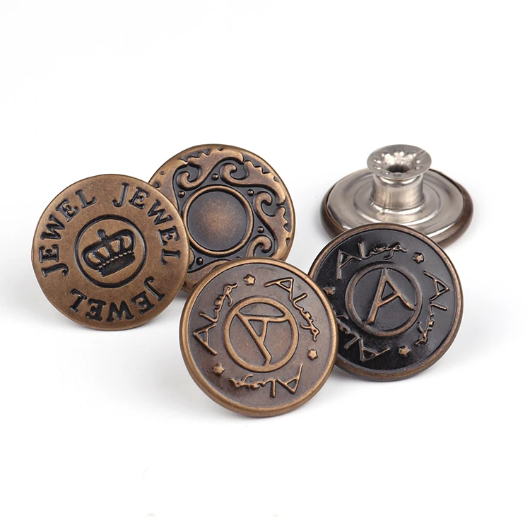 Mailida 17 мм/18 мм/19 мм/20 мм Индивидуальные Короткие джинсовые мужские пуговицы с выгравированным брендовым логотипом