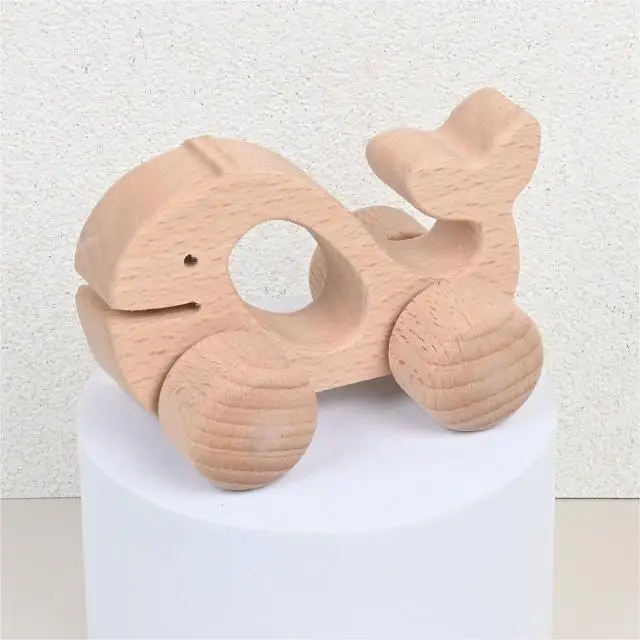New educational wooden toys Baby Comfort Cartoon Animal Car Inertia Return Car Simulation Wooden Car Model Sliding Toy