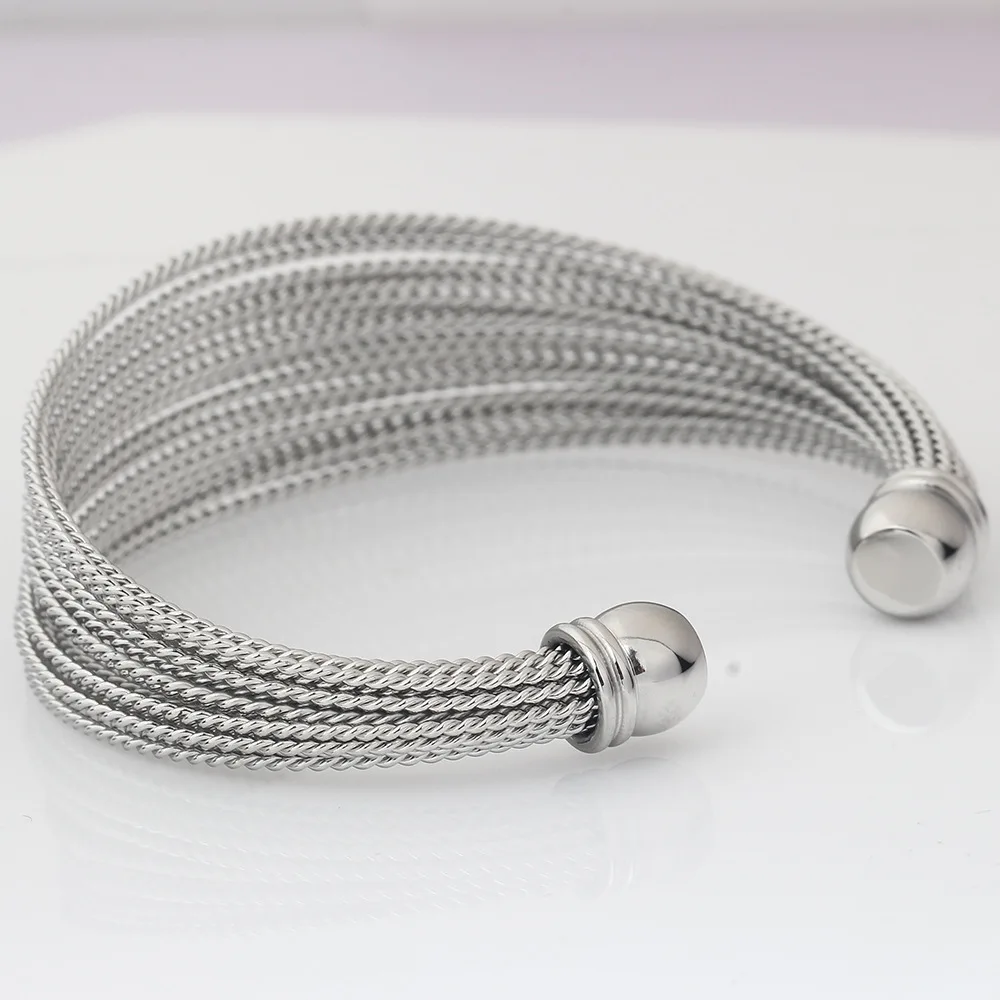 Yiwu Daicy women jewelry and accessories stainless steel Multilayer wire bracelet gold plate bracelet open adjustable