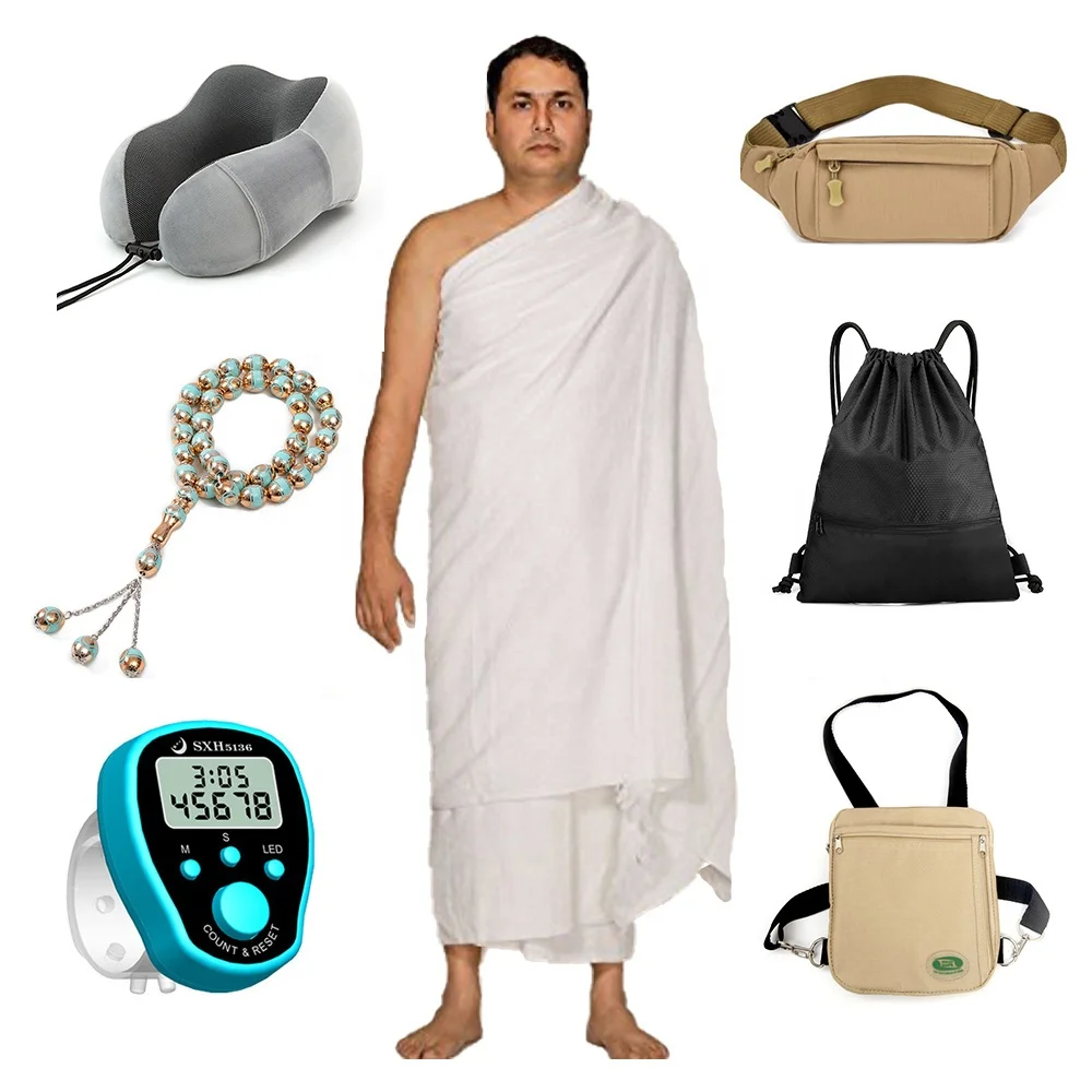 Премиум хадж аксессуар Ihram комбо (Комбо: 6 шт.) набор Умра сумка для хаджа и умры
