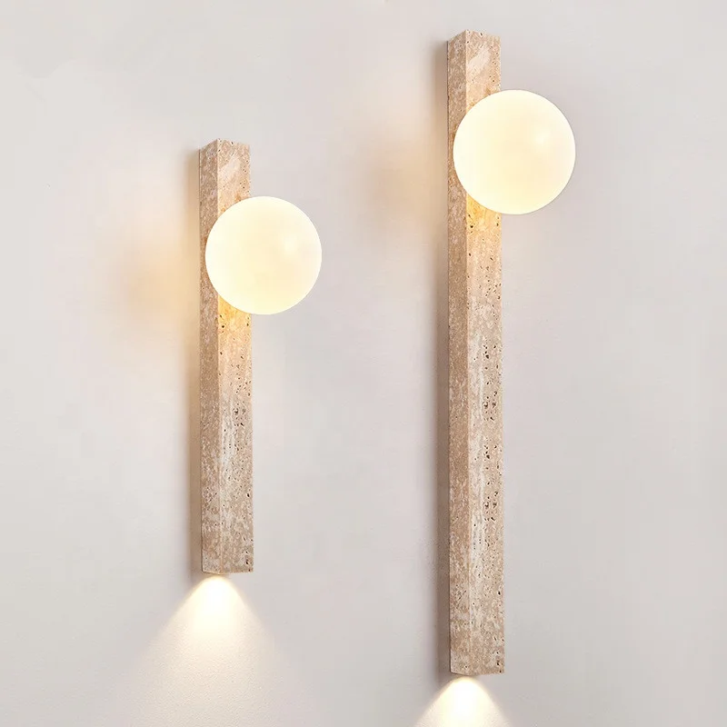 French Cream Style Living Room Advanced Background Wall Lamp Rectangular Natural Stone Corridor Bedroom Bedside Decorative Light