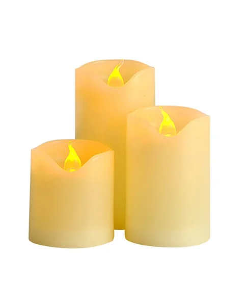 Manufacturer supply led candles with flicker remote control real wax pillar shape battery candle