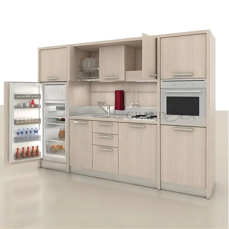 Cheap price kitchen cabinet furniture modulate open shelf melamine Hotels apartments small kitchen cabinet