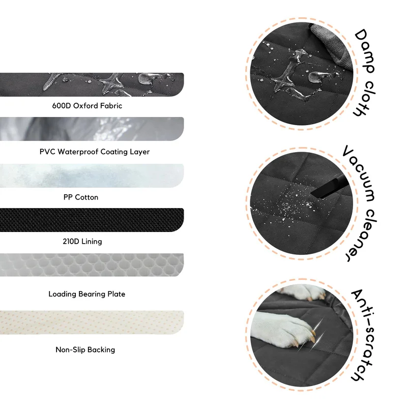 Extended Dog Car Seat Cover for Back Seat Extra Larger with Safety Belt Hard Bottom Car Back Seat Extender Dogs fit for all Cars