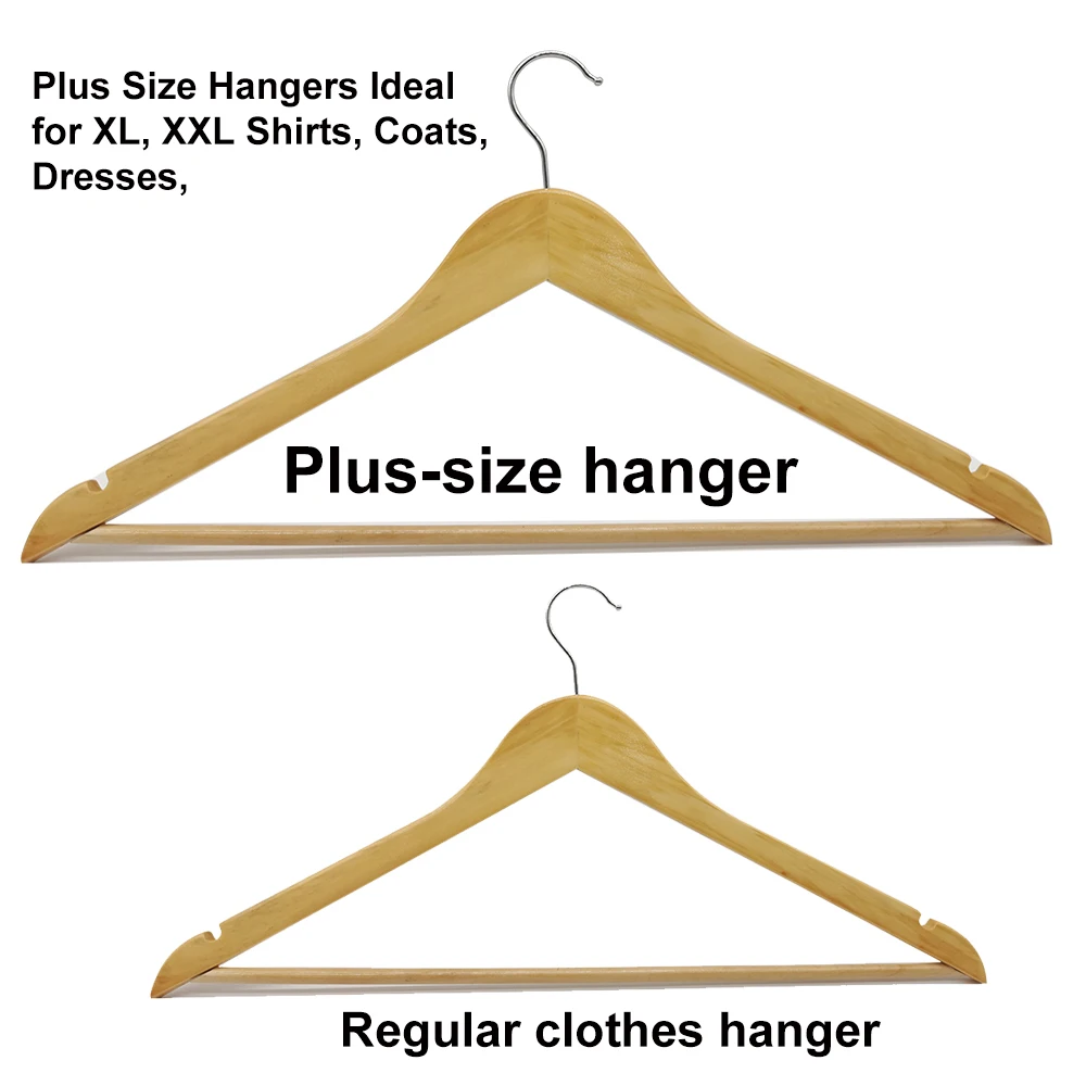 Wholesale custom natural single-layer non-slip fluted chrome hook 48cm large size wood hangers for Coats costumes living room