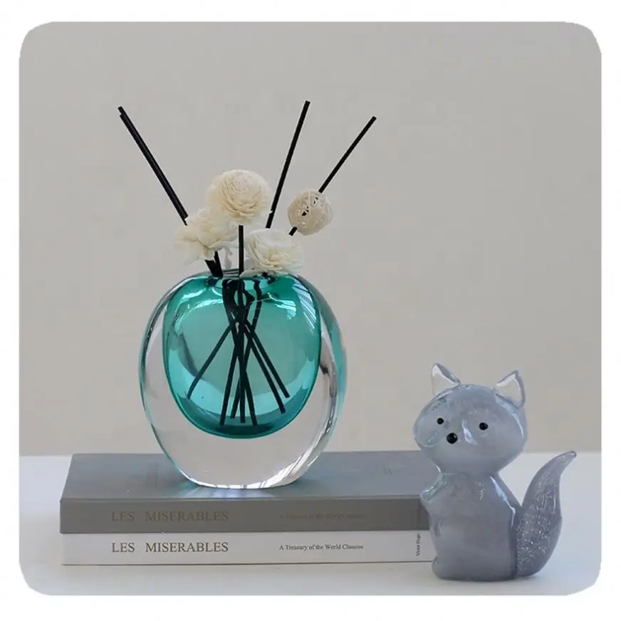 Mouth-blown Glass Vase Modern Home Decor Design Table Centerpieces High-end Thick Heavy Solid Color Oval Bud Glass Vases