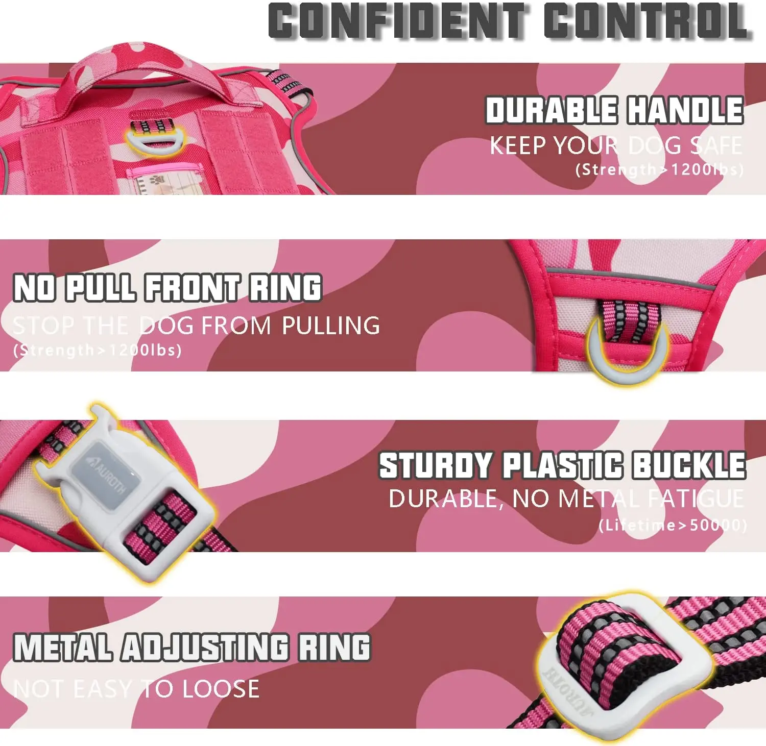 900D Nylon Waterproof Tactical Large Dog Harness No Pull Safety Reflective Adjustable Training Pet Vest Harness