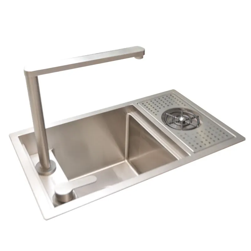 Wholesale Kitchen Stainless Steel Single-Groove Foldable Faucet Silver Gray Sink Cup Washer Black Sink