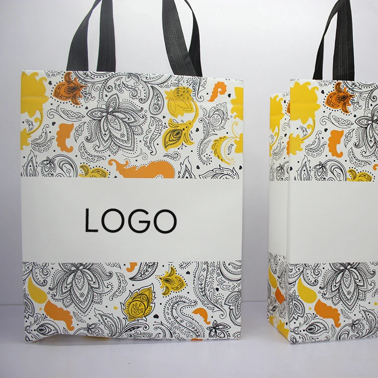 PP nonwoven cloth embossed flower design grocery shopping tote bags  floral printed non woven carry  bag