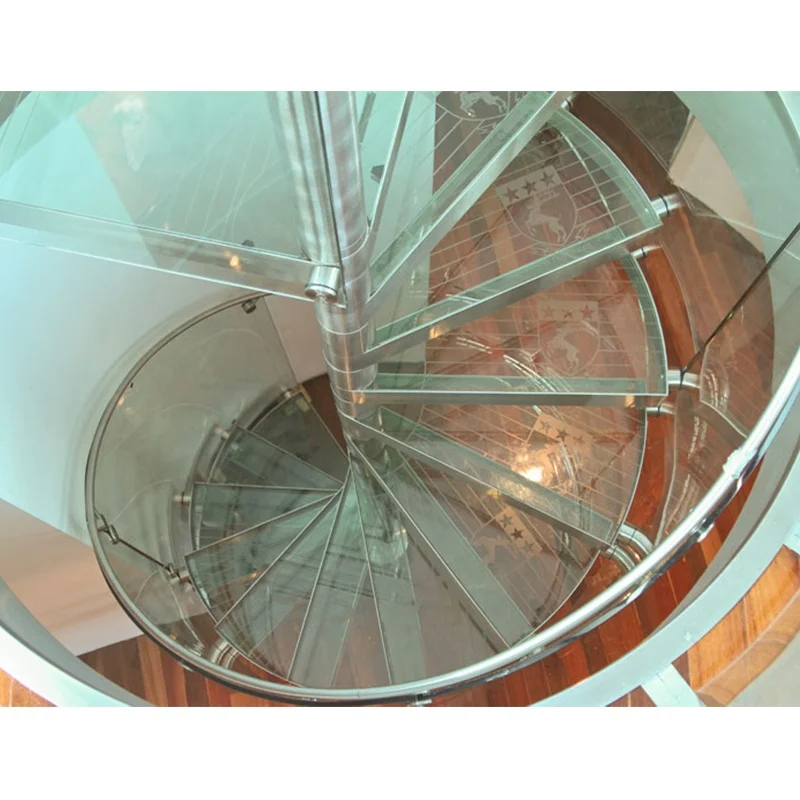Household Luxury Duplex Curved Stairs Indoor Attic Staircase Solid Wood Steps With Central Support Column Spiral Stair case