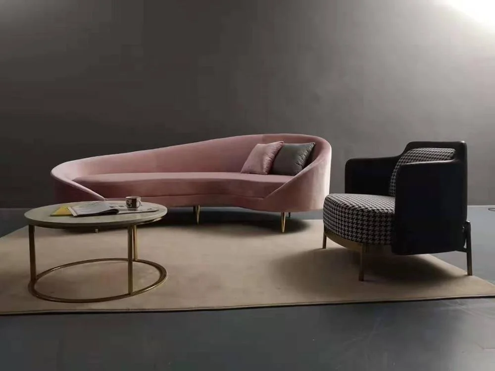 
Modern Lounge Sofa Home Furniture Hotel Room Designs Sofa Set Living Room Seater Pink Velvet Fabric Loveseat Sofa 