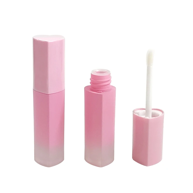Instock New heart-shaped pink plastic transparent bottle rose gold custom lipgloss tubes containers ip gloss tubes