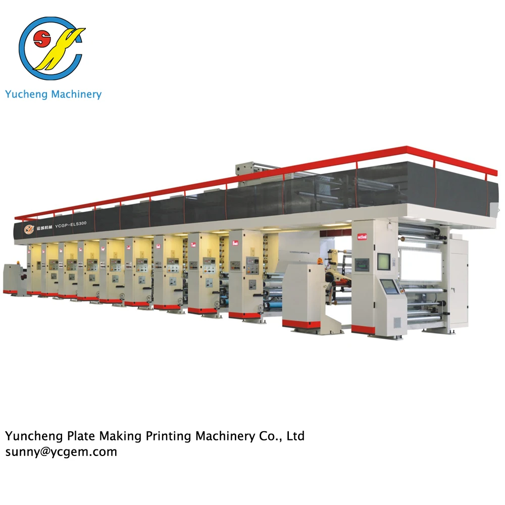 SIEMENS Servo Motor ELS ARC Controlled Plastic Film Rotogravure Printing Machine for Food Package