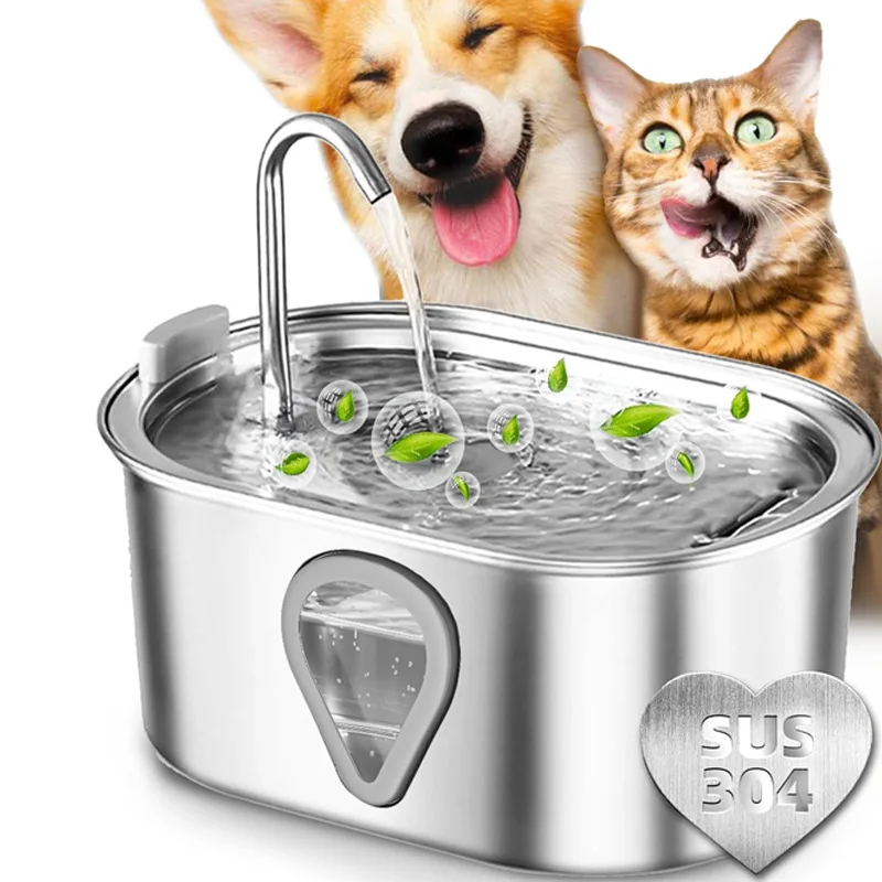 Stainless Steel Cat Water Fountain with Auto-Circulation: The Premium Pet Water Feeder with Visible Water Level Window for Pets